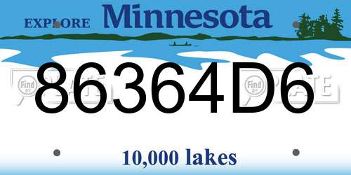 86364D6 Minnesota License Plate