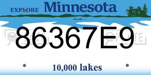 86367E9 Minnesota License Plate