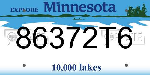 86372T6 Minnesota License Plate