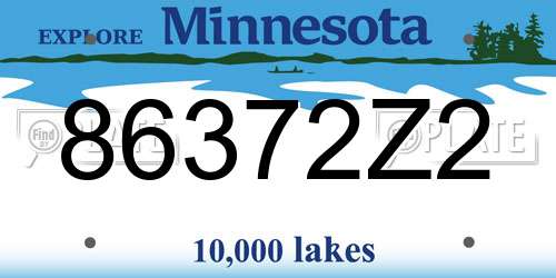 86372Z2 Minnesota License Plate