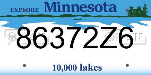 86372Z6 Minnesota License Plate