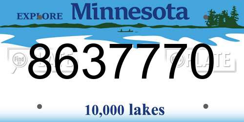8637770 Minnesota License Plate
