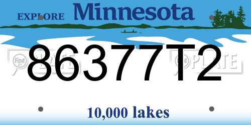 86377T2 Minnesota License Plate