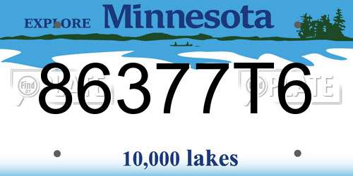 86377T6 Minnesota License Plate