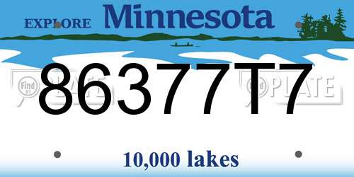 86377T7 Minnesota License Plate