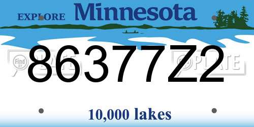 86377Z2 Minnesota License Plate