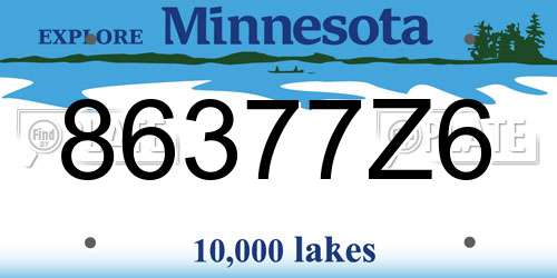 86377Z6 Minnesota License Plate