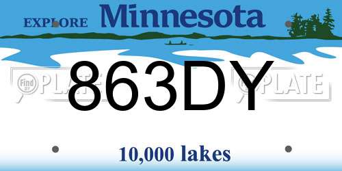 863DY Minnesota License Plate