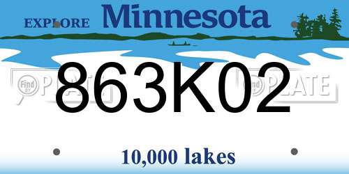 863K02 Minnesota License Plate