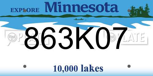 863K07 Minnesota License Plate