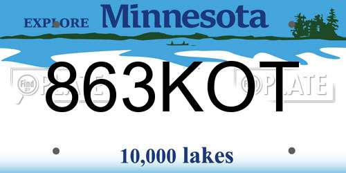 863KOT Minnesota License Plate