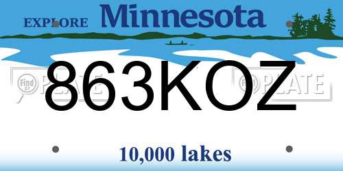 863KOZ Minnesota License Plate