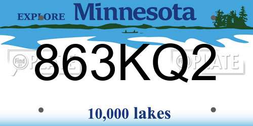 863KQ2 Minnesota License Plate