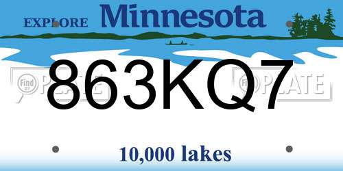 863KQ7 Minnesota License Plate