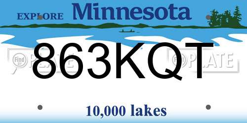 863KQT Minnesota License Plate
