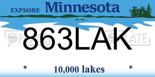863LAK Minnesota License Plate