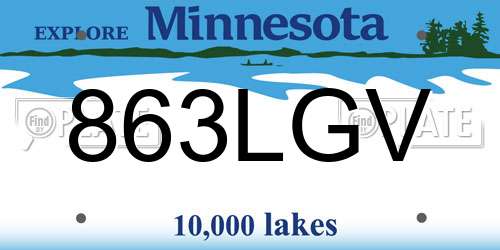863LGV Minnesota License Plate