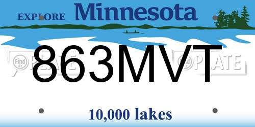 863MVT Minnesota License Plate