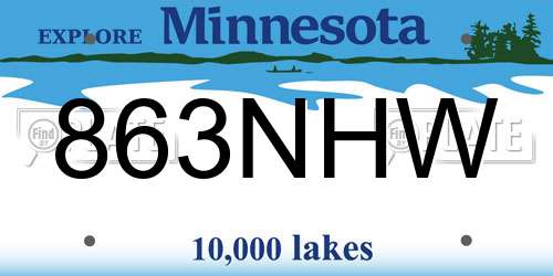 863NHW Minnesota License Plate