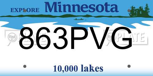 863PVG Minnesota License Plate