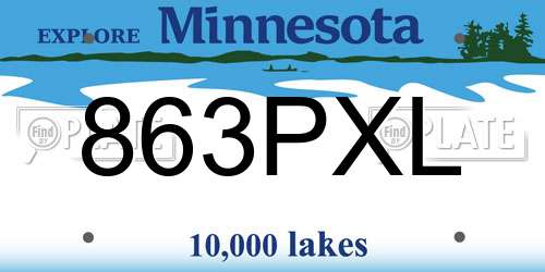 863PXL Minnesota License Plate