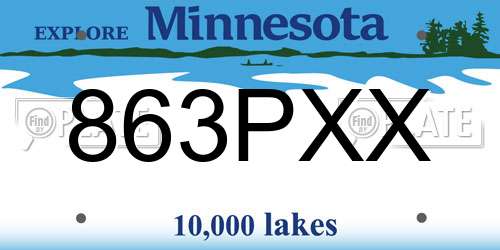 863PXX Minnesota License Plate
