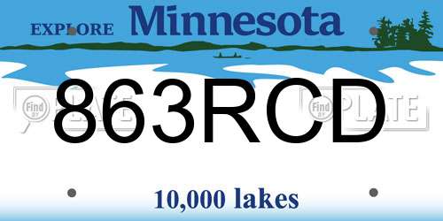 863RCD Minnesota License Plate