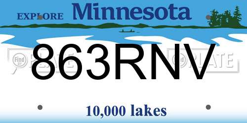 863RNV Minnesota License Plate