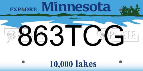 863TCG Minnesota License Plate