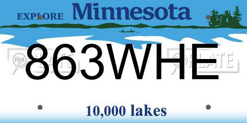 863WHE Minnesota License Plate
