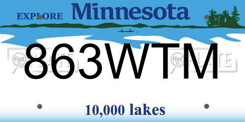 863WTM Minnesota License Plate