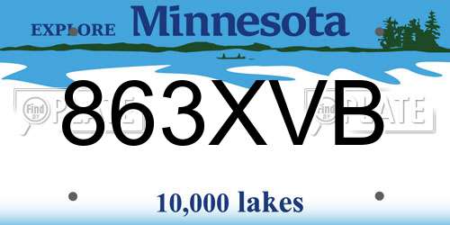 863XVB Minnesota License Plate