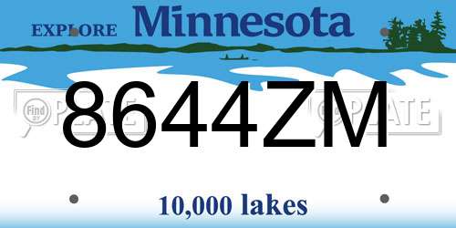8644ZM Minnesota License Plate