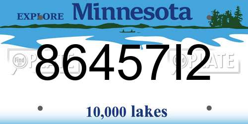 86457I2 Minnesota License Plate