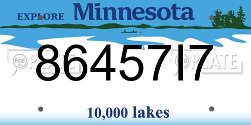 86457I7 Minnesota License Plate