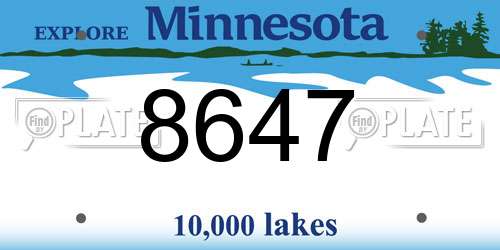 8647 Minnesota License Plate