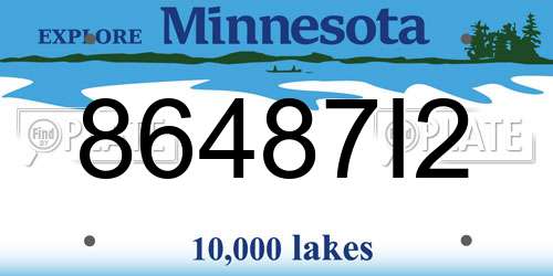 86487I2 Minnesota License Plate