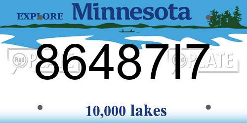 86487I7 Minnesota License Plate
