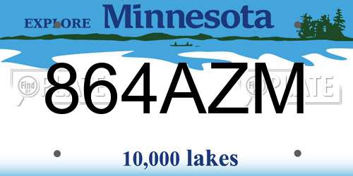 864AZM Minnesota License Plate