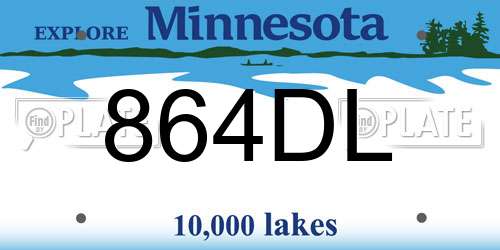 864DL Minnesota License Plate