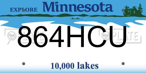 864HCU Minnesota License Plate