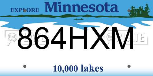 864HXM Minnesota License Plate