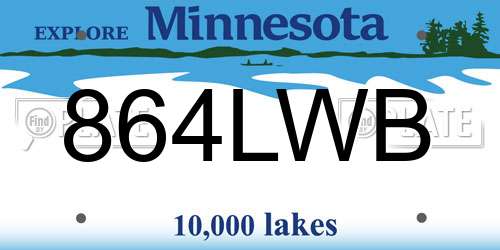 864LWB Minnesota License Plate