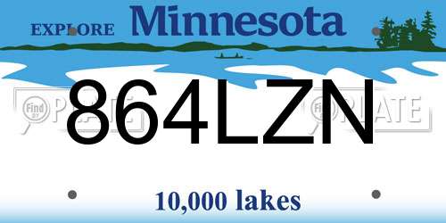 864LZN Minnesota License Plate