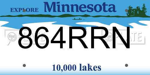 864RRN Minnesota License Plate