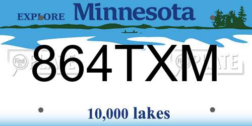 864TXM Minnesota License Plate