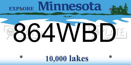 864WBD Minnesota License Plate