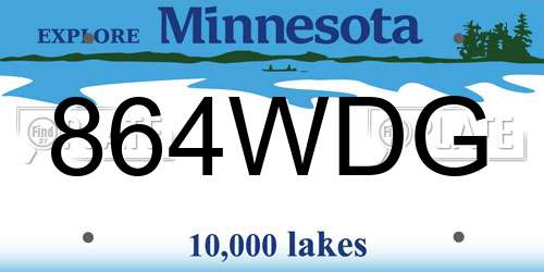 864WDG Minnesota License Plate
