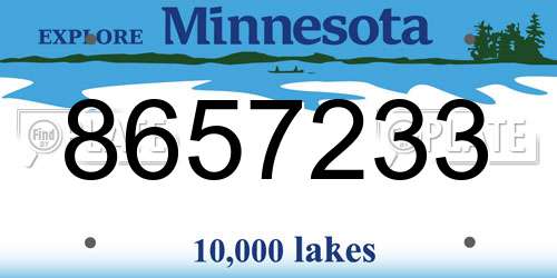 8657233 Minnesota License Plate