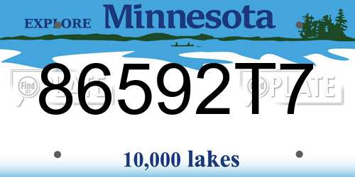 86592T7 Minnesota License Plate